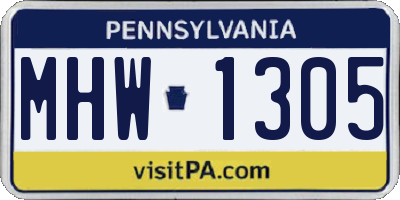 PA license plate MHW1305