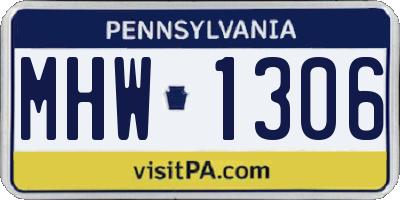 PA license plate MHW1306