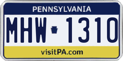 PA license plate MHW1310