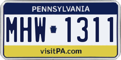 PA license plate MHW1311