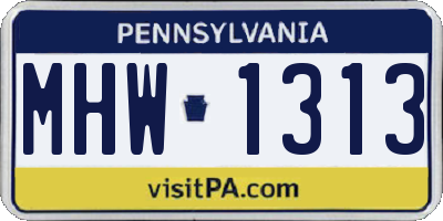 PA license plate MHW1313