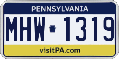 PA license plate MHW1319