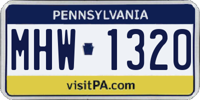 PA license plate MHW1320