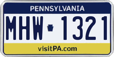 PA license plate MHW1321