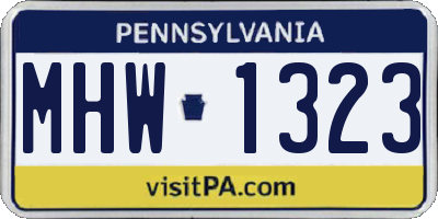 PA license plate MHW1323
