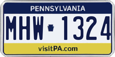PA license plate MHW1324