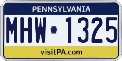 PA license plate MHW1325