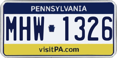 PA license plate MHW1326