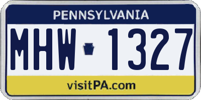 PA license plate MHW1327