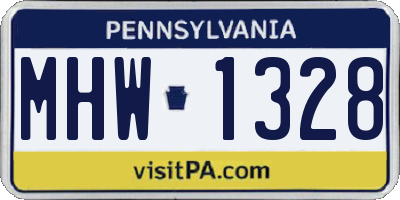 PA license plate MHW1328
