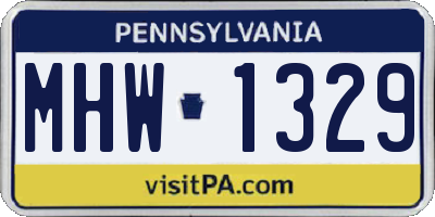 PA license plate MHW1329