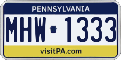 PA license plate MHW1333