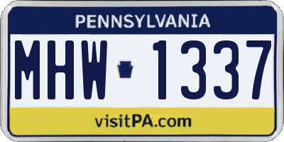PA license plate MHW1337