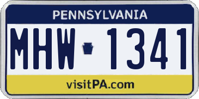PA license plate MHW1341