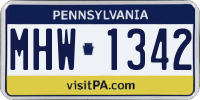 PA license plate MHW1342