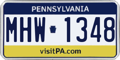 PA license plate MHW1348