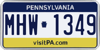 PA license plate MHW1349