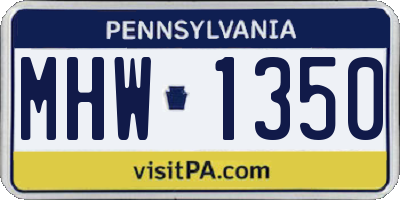 PA license plate MHW1350