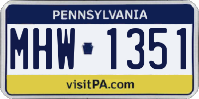 PA license plate MHW1351