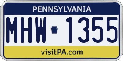 PA license plate MHW1355