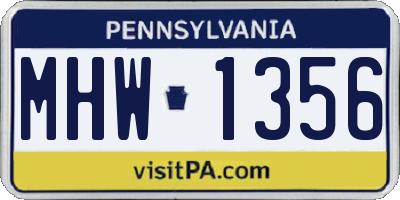 PA license plate MHW1356