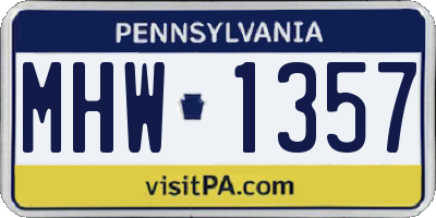 PA license plate MHW1357