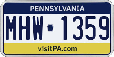 PA license plate MHW1359