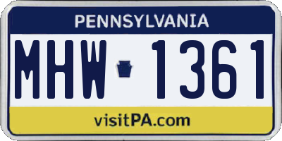 PA license plate MHW1361