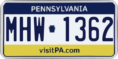 PA license plate MHW1362