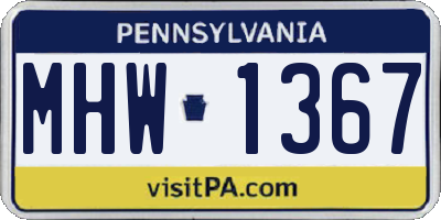 PA license plate MHW1367