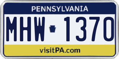 PA license plate MHW1370
