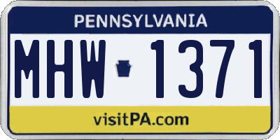 PA license plate MHW1371