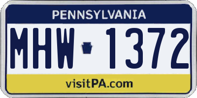 PA license plate MHW1372