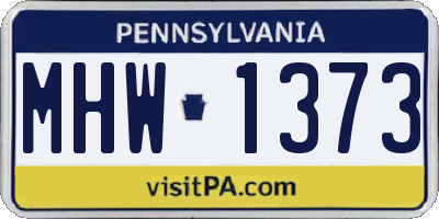 PA license plate MHW1373