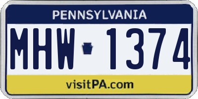 PA license plate MHW1374