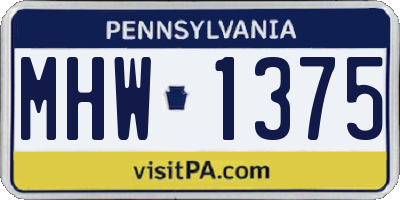 PA license plate MHW1375