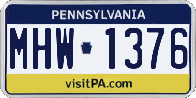 PA license plate MHW1376
