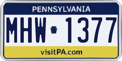 PA license plate MHW1377