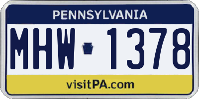 PA license plate MHW1378