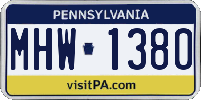 PA license plate MHW1380