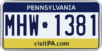 PA license plate MHW1381