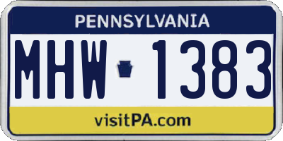 PA license plate MHW1383