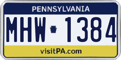 PA license plate MHW1384