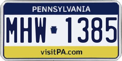 PA license plate MHW1385