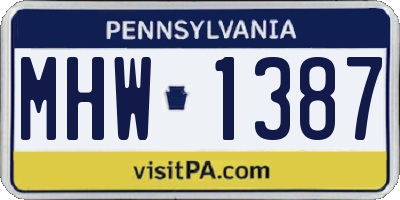 PA license plate MHW1387