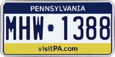 PA license plate MHW1388