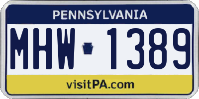 PA license plate MHW1389