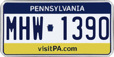 PA license plate MHW1390