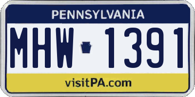 PA license plate MHW1391