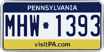 PA license plate MHW1393